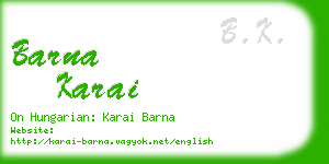 barna karai business card